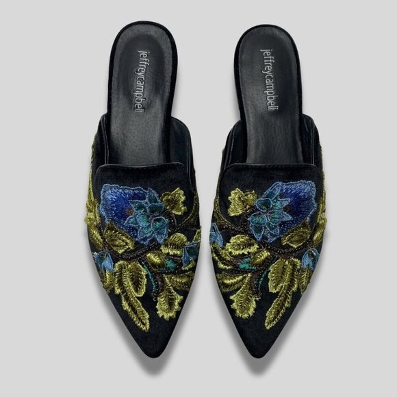 Jeffrey Campbell Shoes - JEFFREY CAMPBELL Claes Applique Velvet Mules Size 8.5